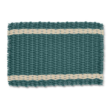 Doormat for Outdoors in Spruce with Light Tan Tailored Stripes, Lobster Rope Doormats, Welcome Mat Outdoor